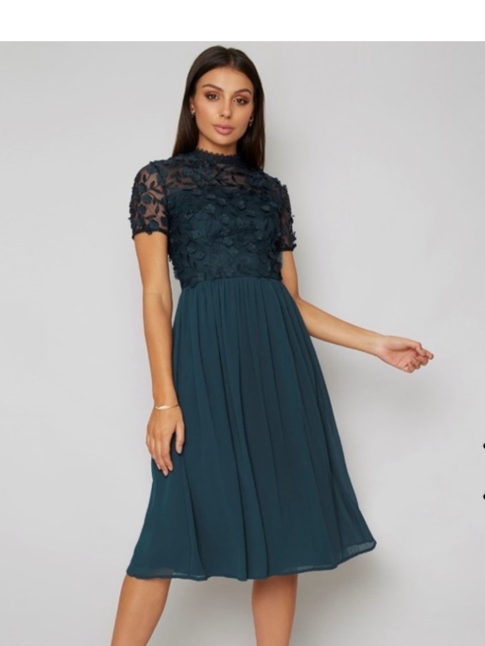 Chi Chi London Veronica Dark Teal Midi Dress